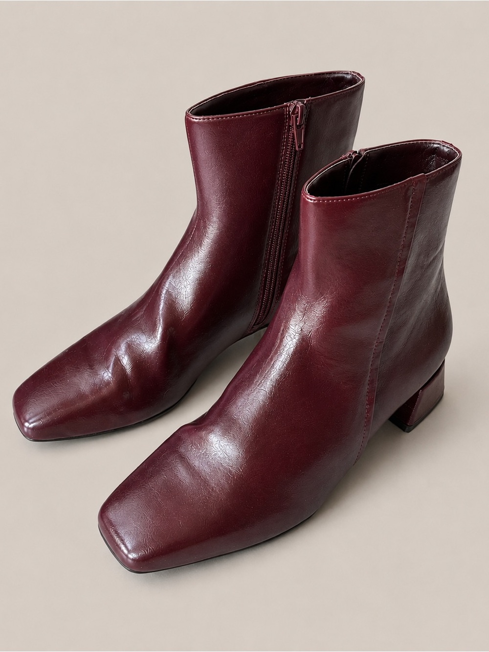 Naturalizer Hadley Wine Red Square Toe Ankle Boots Size 9 M